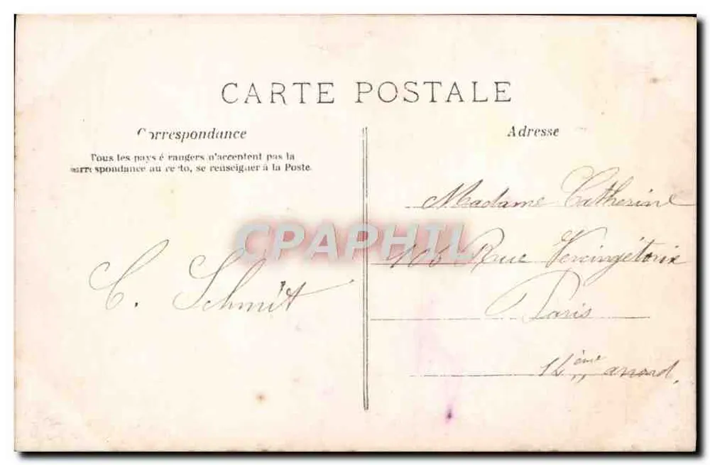 Jovem mulher com chapéu de flores — Boas-vindas sinceras de felicidade — AN, Paris - Verso