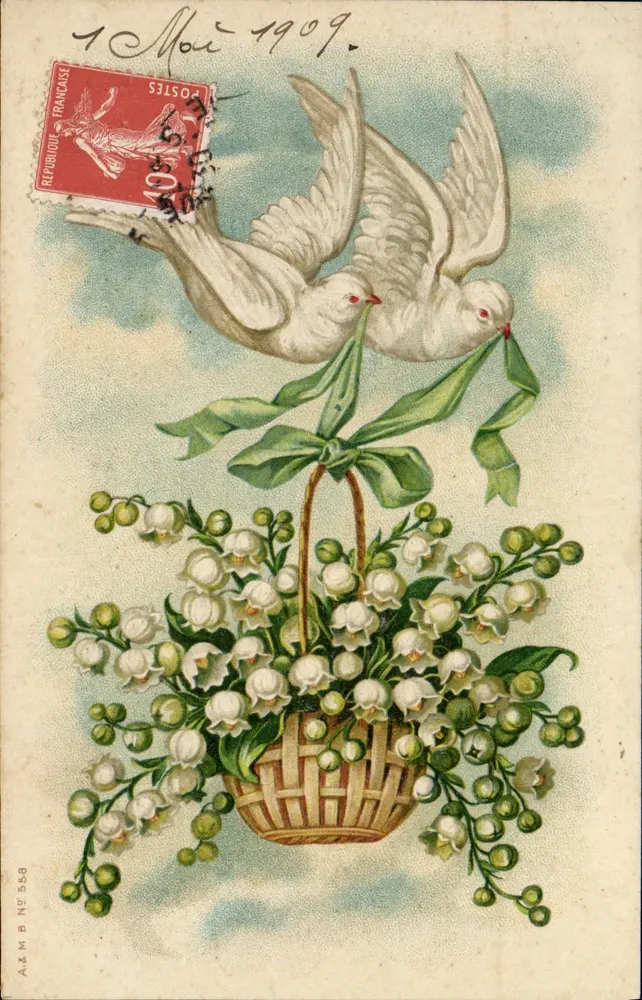 Zwei Tauben — mit Lilienkorb — A.&M. N° 559 - Vorderseite
