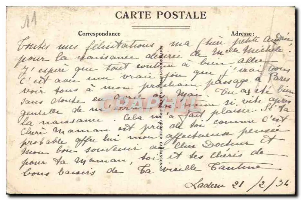 LADERN-sur-LAUQUET (Aude) - Ansicht des Schlosses und des Dorfes — Foto. Roudière, Kupferst. Verleger - Rückseite