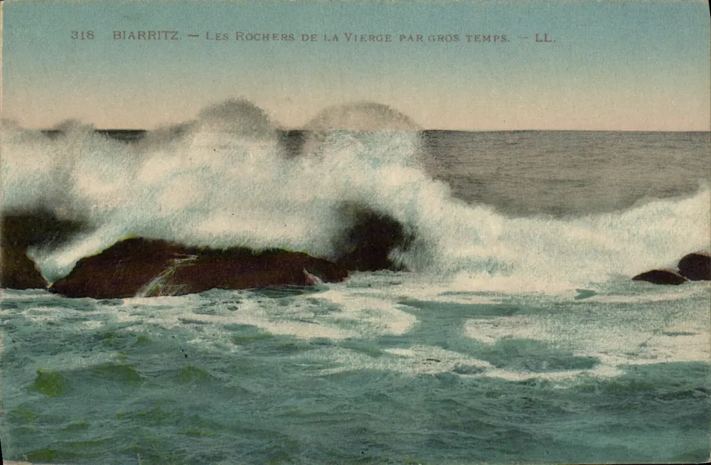 Biarritz — Die Felsen der Jungfrau bei Sturm — LL. N° 318 - Vorderseite