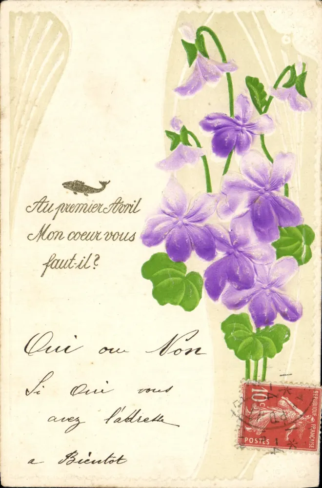 Violetas — Primeiro de abril — editor não visível - Frente