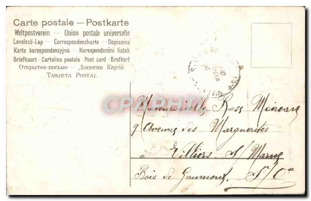 Peixe em uma bolsa de mão — 1º de Abril — editor Y. Giricot - Verso