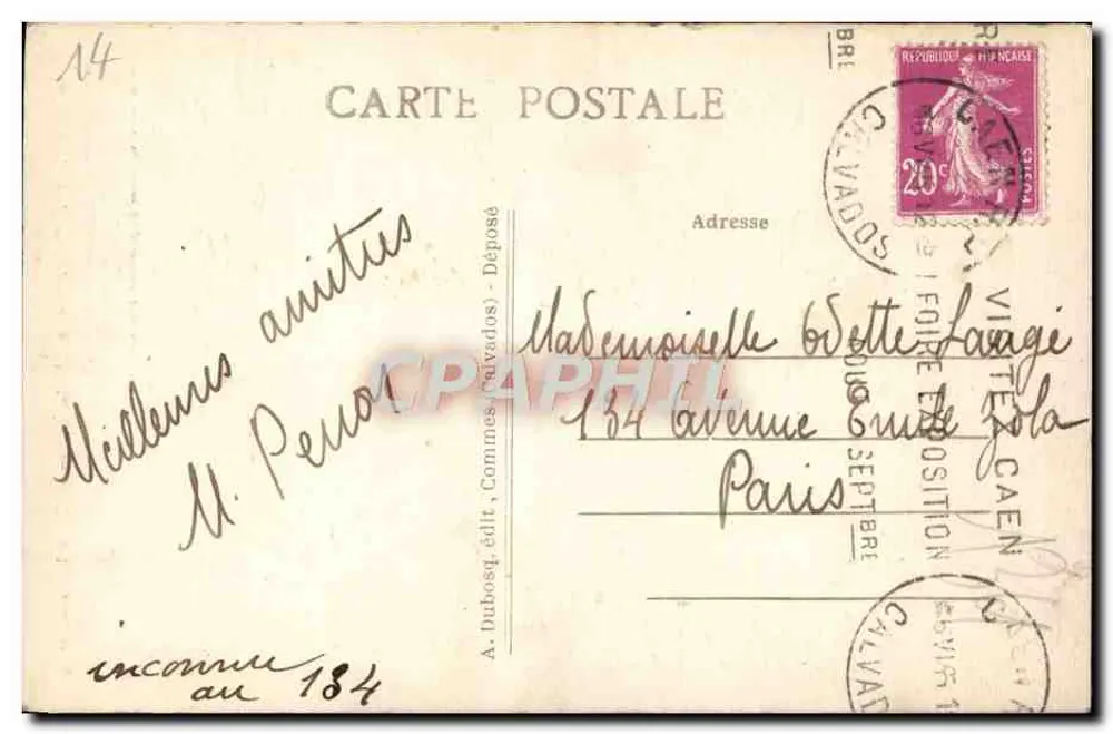 Longues (Calvados) — Jeune Demoiselle de Fontenailles — A+D 742 - Rückseite