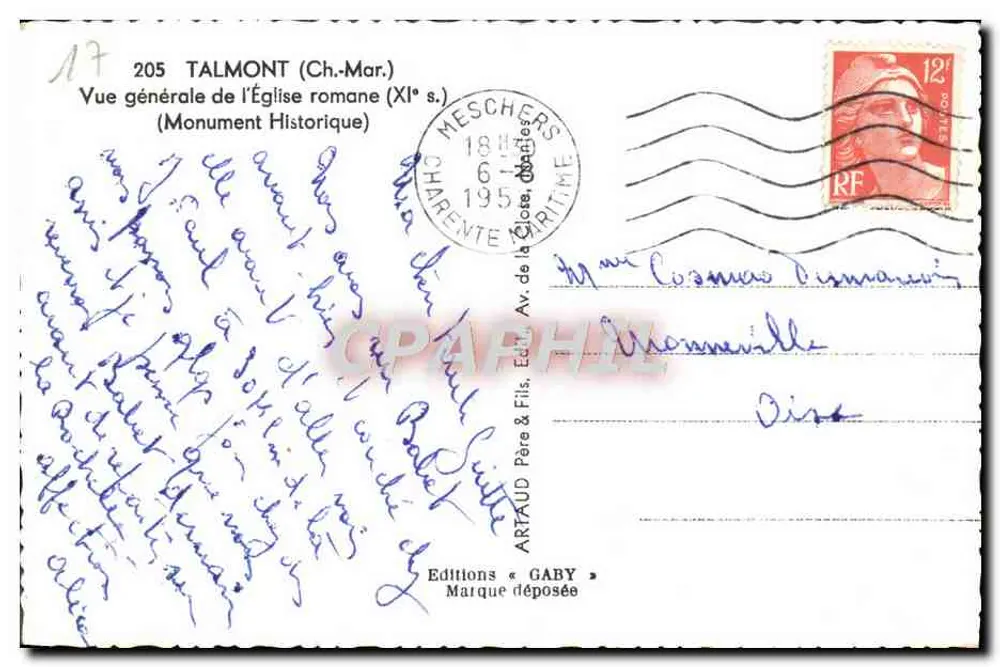 Talmont — Vista geral da Igreja romana (século XI) — Éditions Gaby - Verso