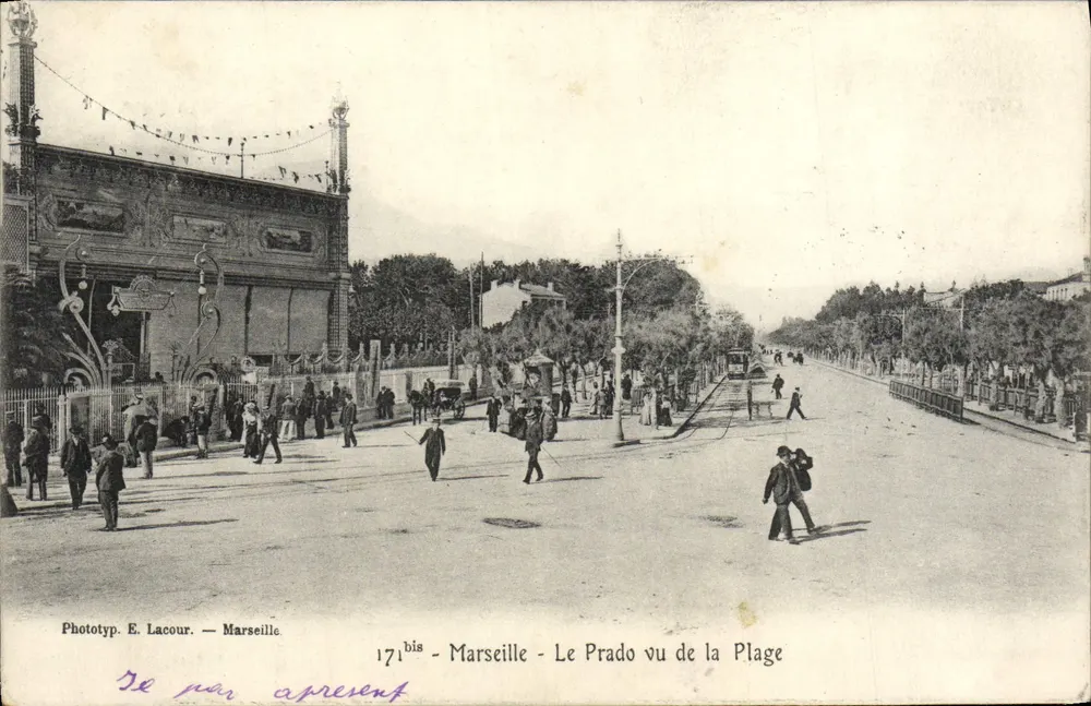 Marseille - O Prado visto da Praia — Fototip. E. Lacour — n° 171bis - Frente