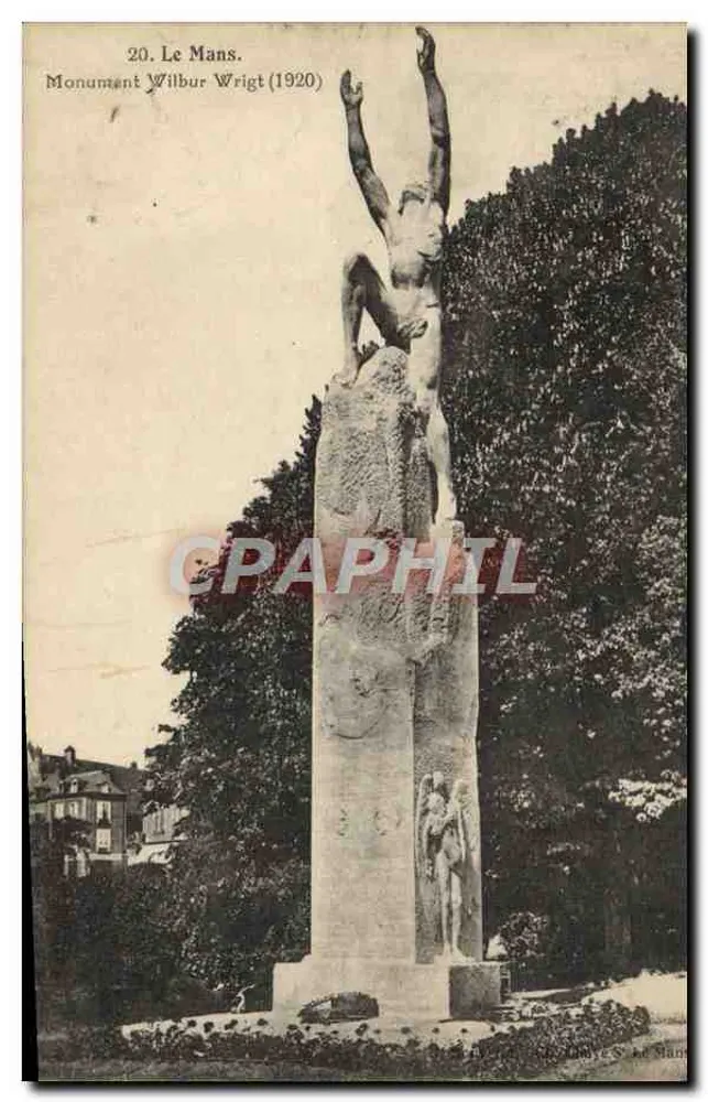 Le Mans — Monumento a Wilbur Wright (1920) — Editor: L. Duvivier & Le Mans - Frente