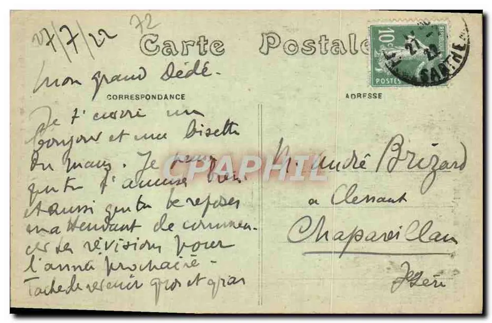 Le Mans — Monumento a Wilbur Wright (1920) — Editor: L. Duvivier & Le Mans - Verso