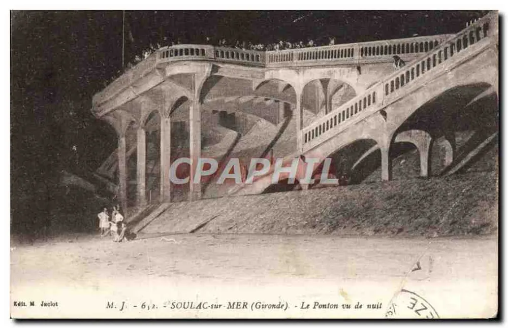 SOULAC-sur-MER (Gironde) — Le Ponton vu de nuit — éditeur M. Jaclot, n° 612 - Vorderseite