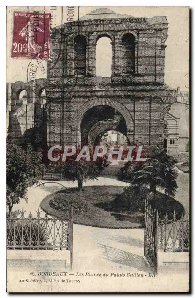 Bordeaux — Ansicht der Ruinen des Palais Gallien — 20-Centimes-Stempel - Vorderseite
