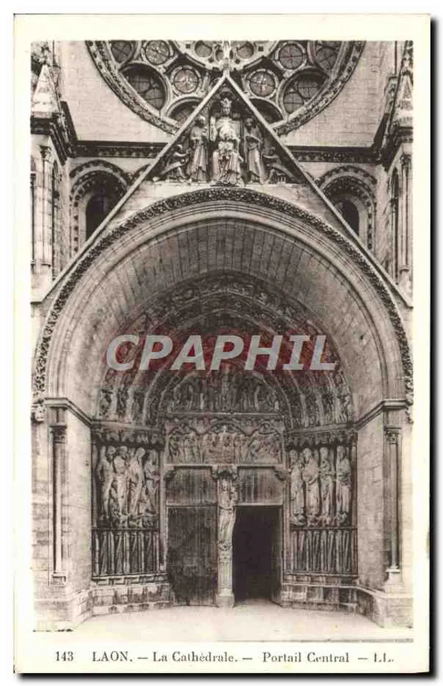 Laon — A Catedral — Portal Central — I.I.L. - Frente