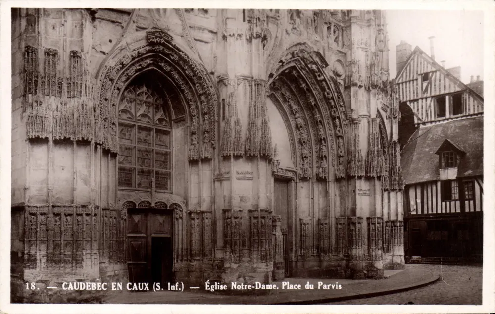Caudebec-en-Caux (S. Inf.) — Kirche Notre-Dame. Place du Parvis — E. Douillet, Louvetot - Vorderseite