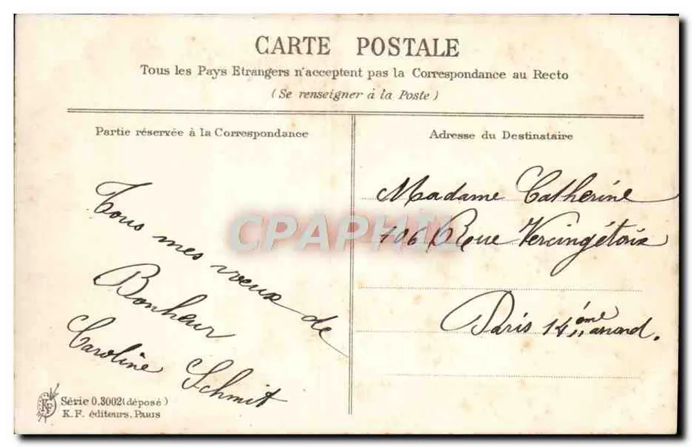 Schneeviertel — Frohe Neujahr — Verlag K.F., Pauss - Rückseite