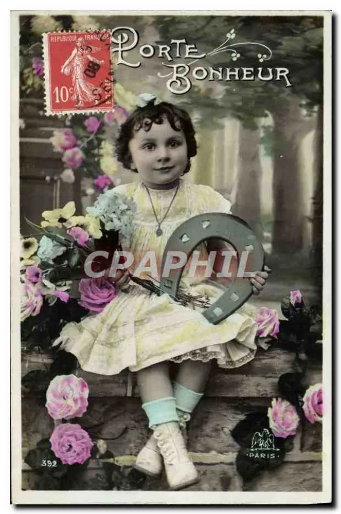 Mädchen mit einem Hufeisen — Porte Bonheur — Paris, n°392 - Vorderseite