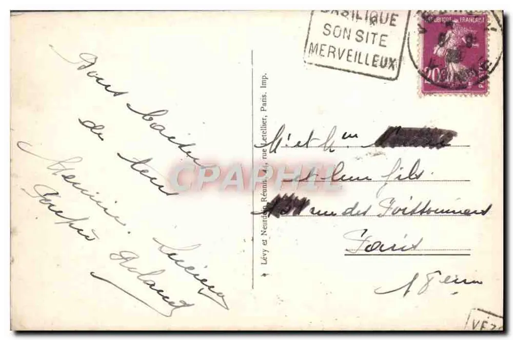 Vézelay — Basílica de Santa Madeleine — Imp. Levy e Neurdein, Paris - Verso