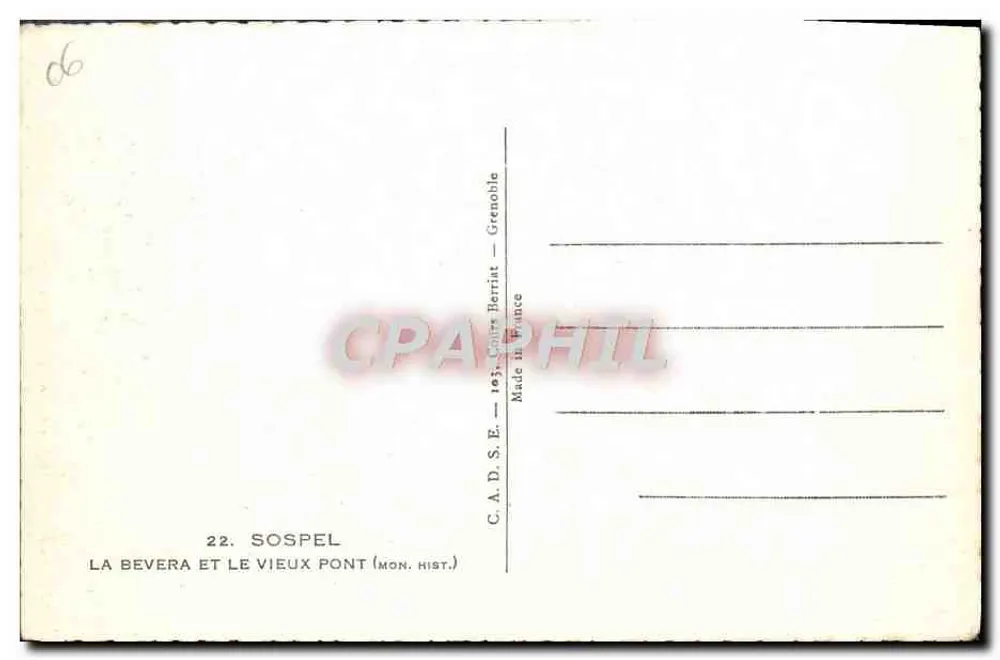 La Bevera und der Alte Brücke — Sospel — C.A.D.S.E. Grenoble - Rückseite