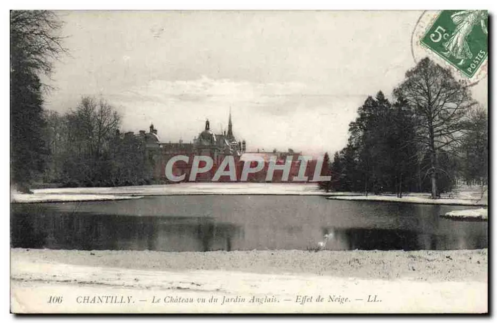 Chantilly — Das Schloss im englischen Garten — Schneeeffekt — LL. — N° 106 - Vorderseite