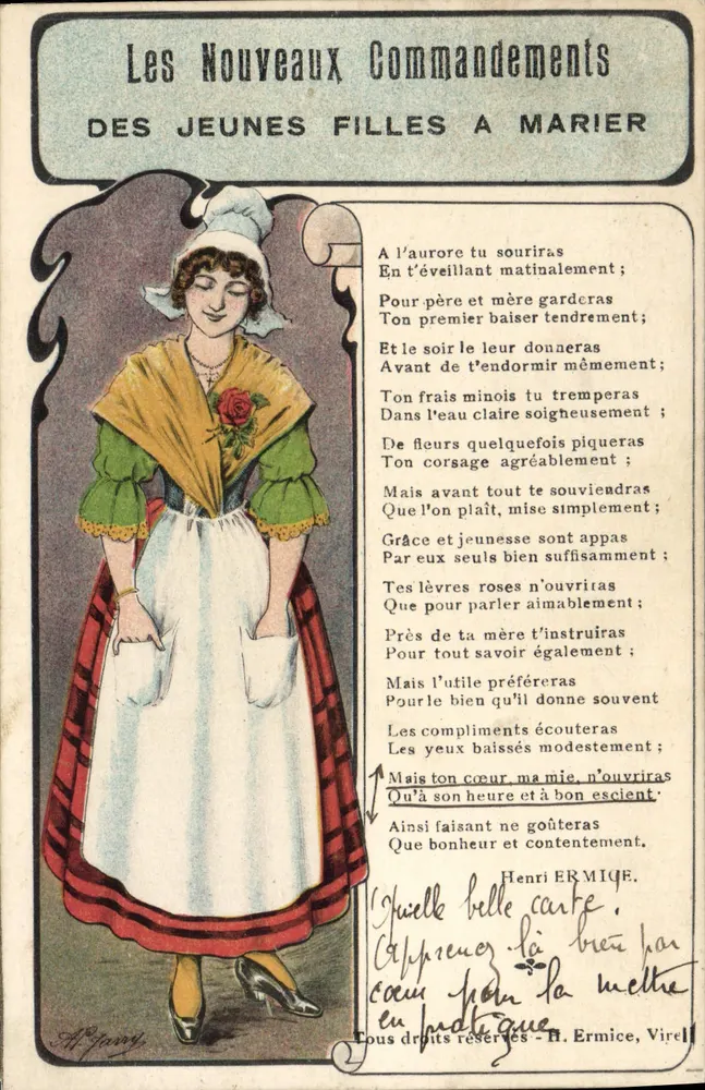 Die neuen Gebote für junge Frauen, die heiraten — Henri ERMIQUE — A. Spring - Vorderseite