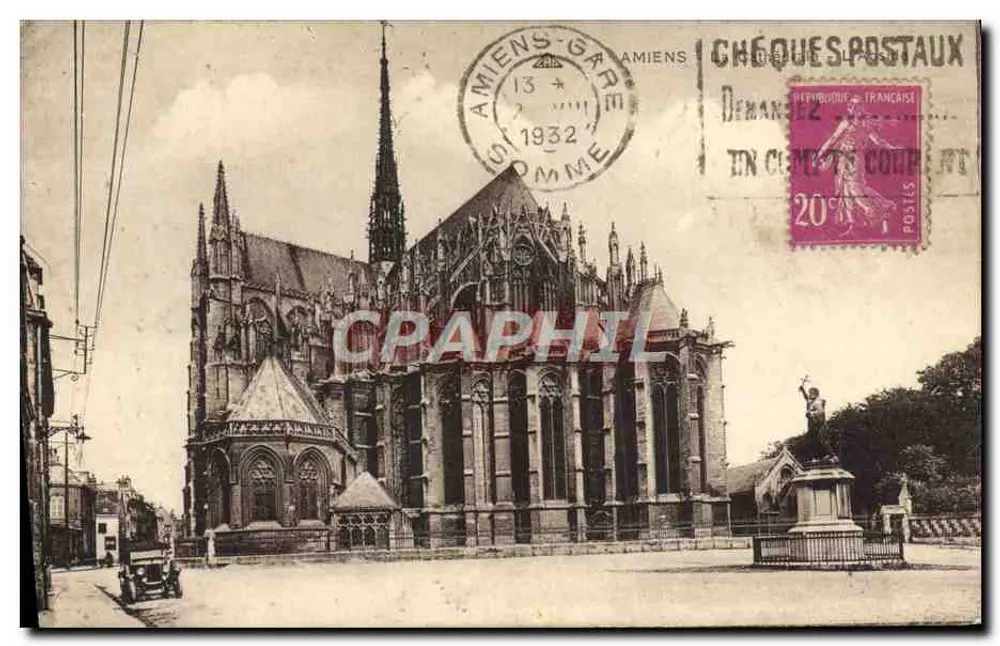 Amiens — Catedral de Nossa Senhora — Chèques Postaux - Frente