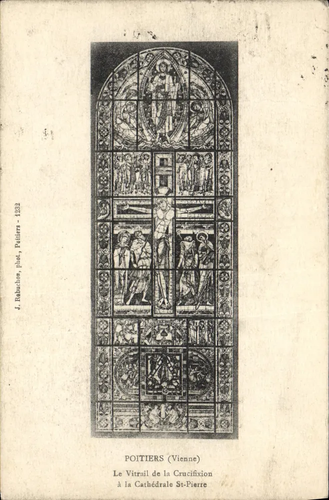 Poitiers (Vienne) — Glasfenster der Kreuzigung in der Kathedrale Saint-Pierre — J. Robuchos, phot., Poitiers - 1232 - Vorderseite