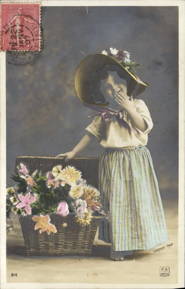 Menina com um cesto de flores — Sazerac-Piot, Paris, n°216 - Frente