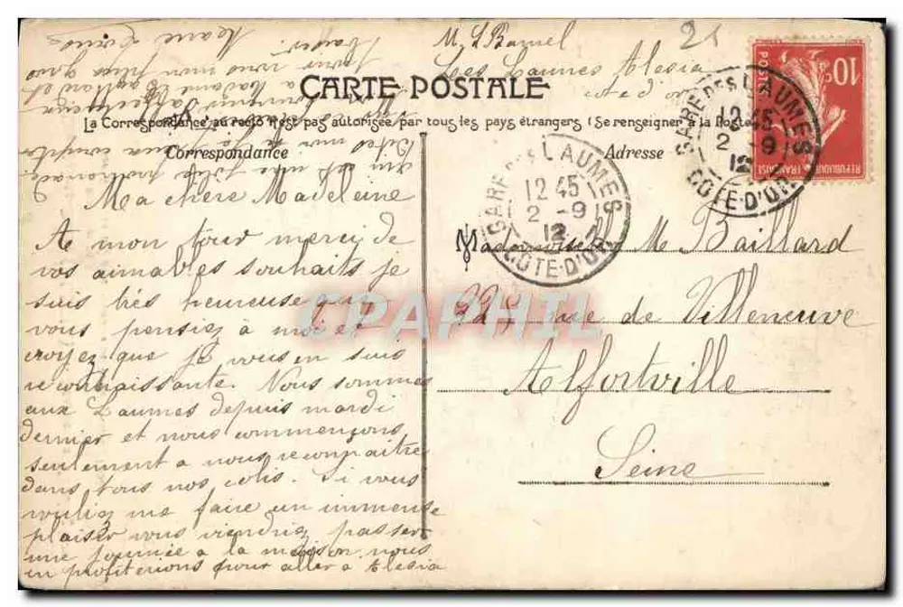 Alise-Sainte-Reine — Estátua de Vercingétorix — J.C. AUTUN - Verso