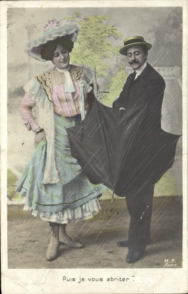 Paar in der Regen — M.F. Paris - Vorderseite