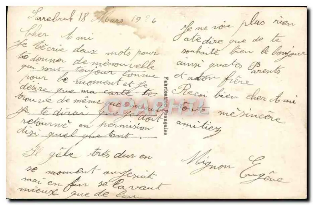 पायलट — चार्मिंग फ्रेम में एक पायलट और बाइप्लेन — एडिटर लापे, पेरिस, संख्या 936 - पीछे