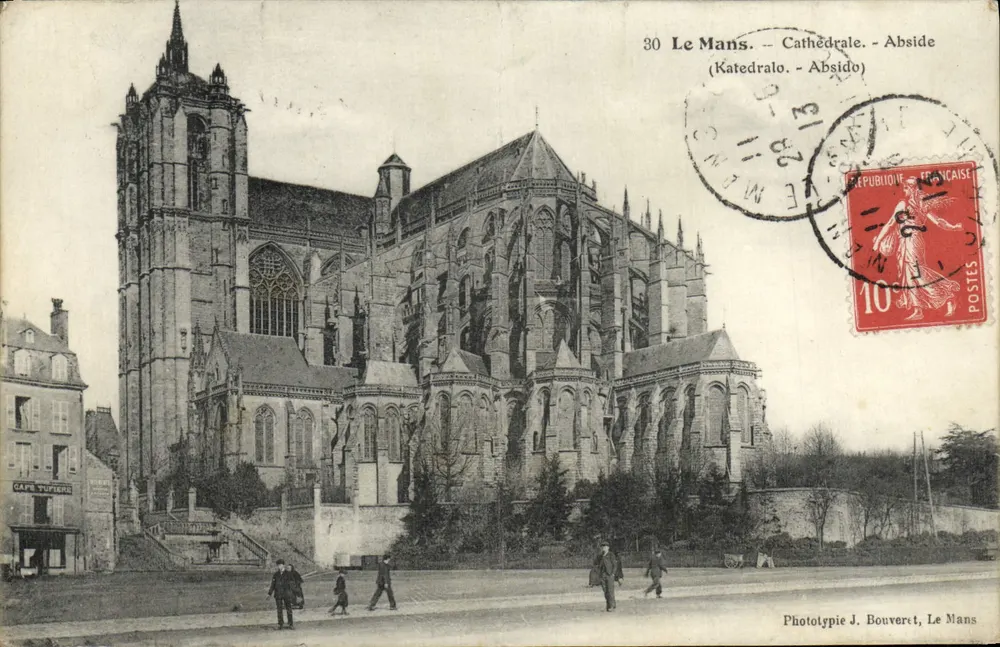 Le Mans — Catedral — Abside — Fototipia J. Bouveret, Le Mans - Frente