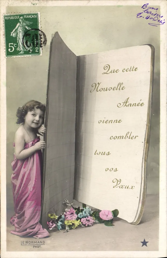 Mädchen in rosa Kleid — Neujahr — LE NORMAND PHOT. - Vorderseite