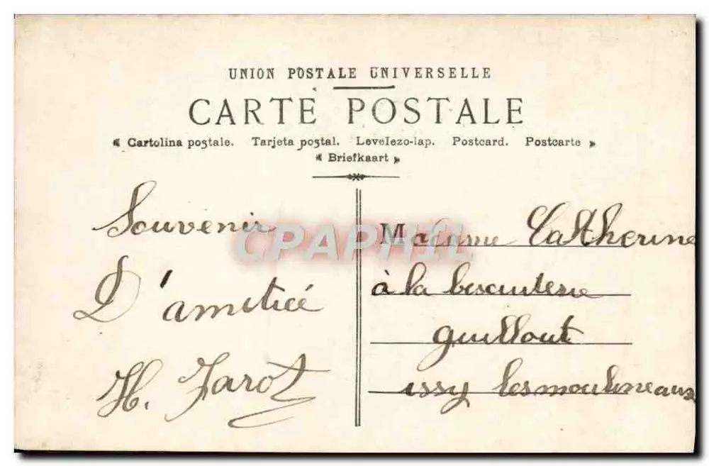 Frau in Kleid mit Mustern, die einen Fisch hält — April — Verlag Paris, n° 499 - Rückseite