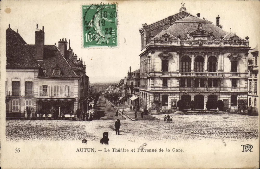 AUTUN — Das Theater und die Avenue de la Gare — JND Hat, n°35 - Vorderseite