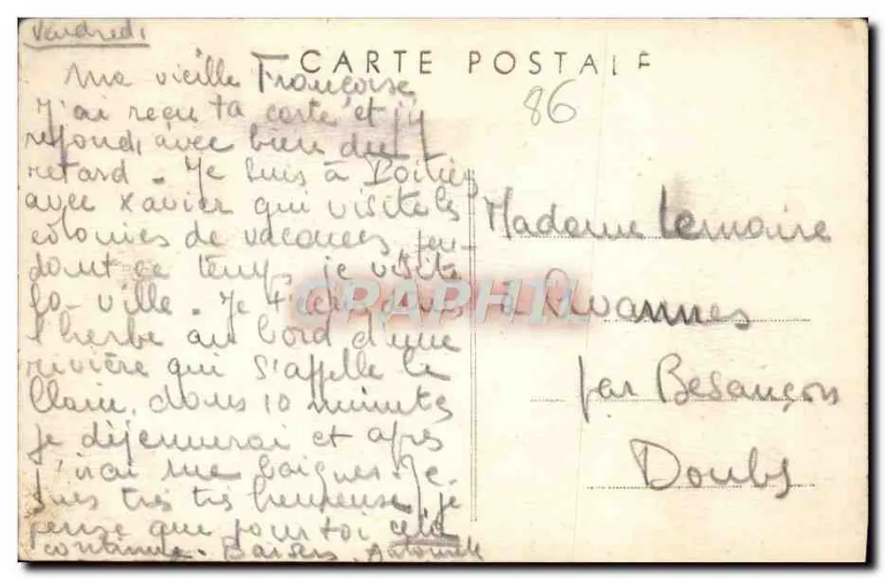 Poitiers (Vienne) — Alte Befestigungen, die Turm zum Vogel — Combier Drucker - Rückseite