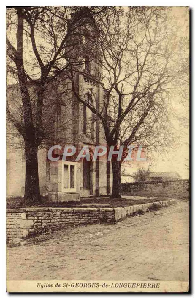 Kerk van Sint-Georges-de-Longuepierre — uitzicht op het gebouw omringd door bomen — R. Bergevin, uitgever, 15212 - Voorkant