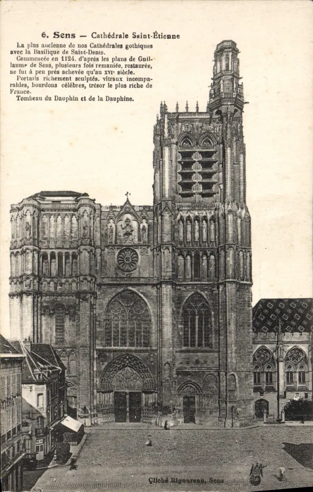 Sens — Catedral de São Etienne — cliché Rigoureau, Sens - Frente