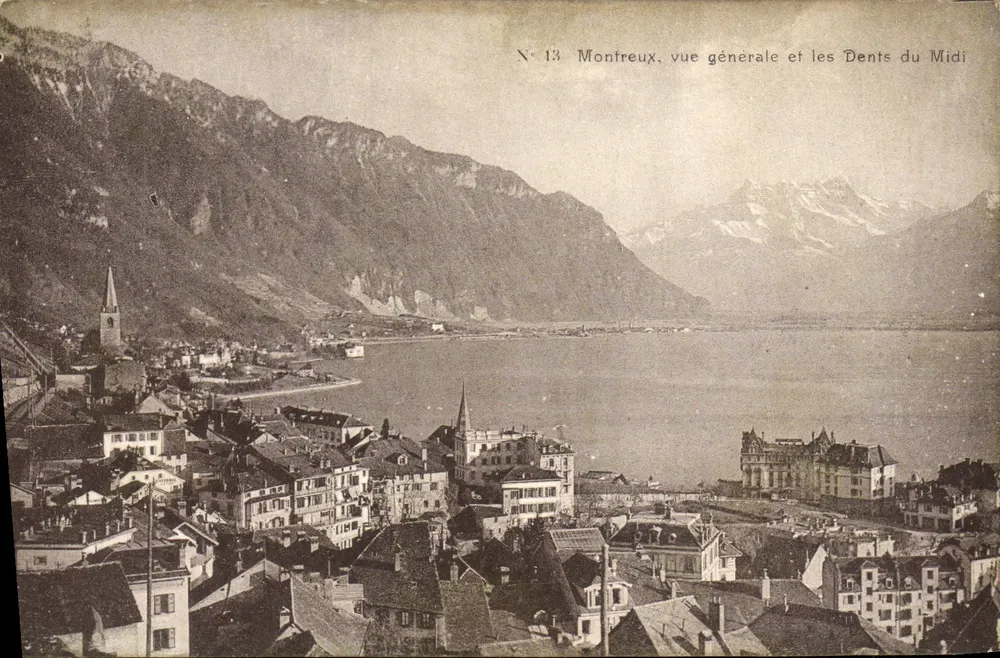 Montreux, allgemeiner Blick und die Dents du Midi — Nr. 13 — Verlag nicht sichtbar - Vorderseite
