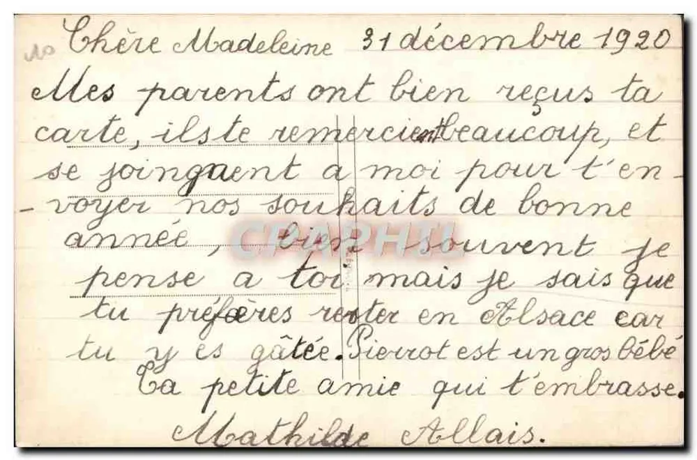 Menina com vestido de mangas largas — Boa Ano 1920 — Kiss 791 - Verso