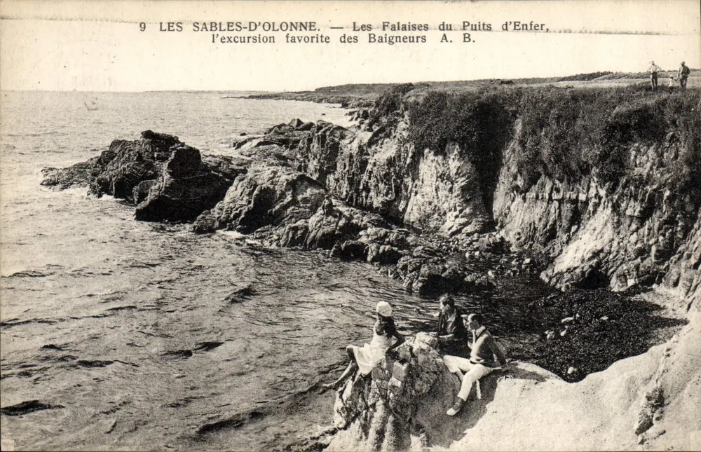 Les Sables-d'Olonne — Die Klippen des Puits d'Enfer, die Lieblingsausfahrt der Badekunden A. B. - Vorderseite