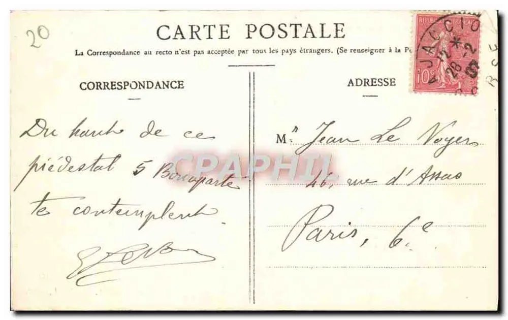Ajaccio — Bonaparte-Monument — L. Cardinall, phot. n°433 - Rückseite