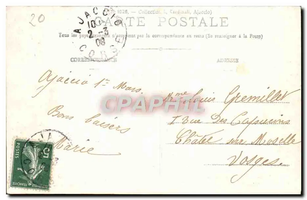 Ajaccio — Salão Bonaparte — Coleção L. Cardinali, Ajaccio - Verso