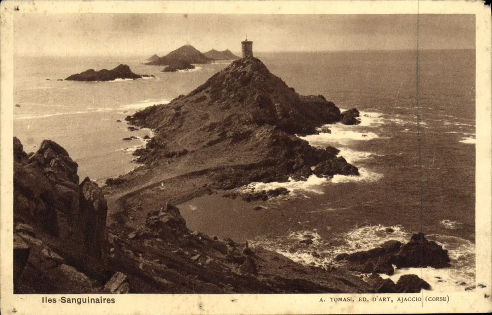 Iles Sanguinaires — vue des îlots rocheux avec phare — éditeur A. TOMASI, ED. D'ART, AJACCIO (CORSE) - Vorderseite