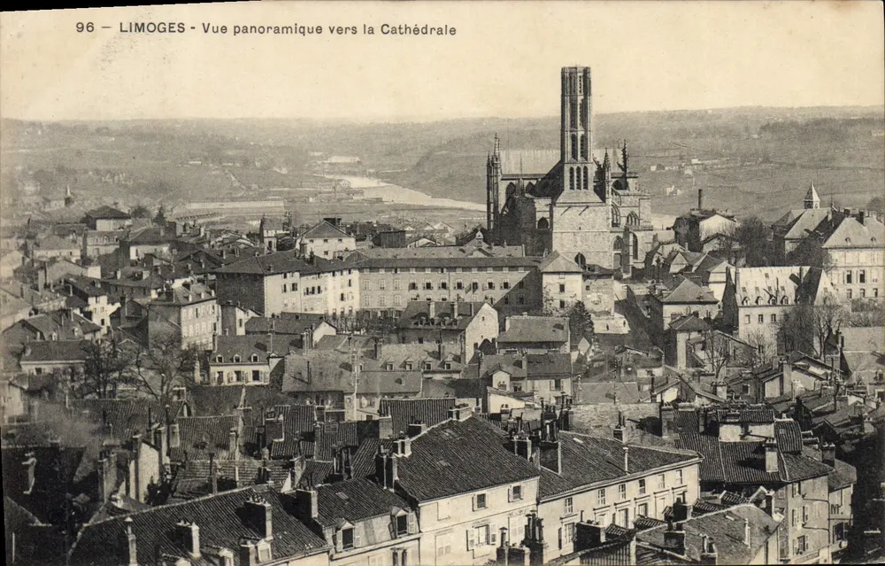 LIMOGES - Panoramablick zur Kathedrale — unbekannter Verlag, Seriennummer 96 - Vorderseite