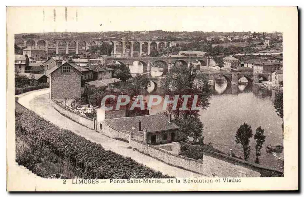 Limoges — Brücken Saint-Martial, Revolution-Brücke und Viadukt - Vorderseite
