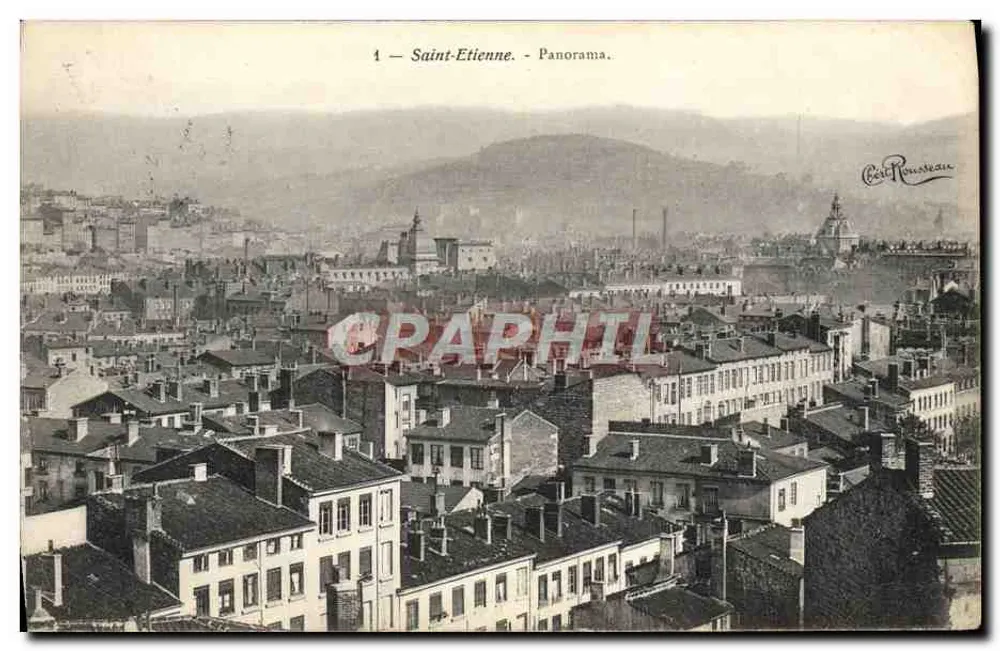 Saint-Étienne - Panorama — Carta postal de Cost Rousséan, n°4 - Frente