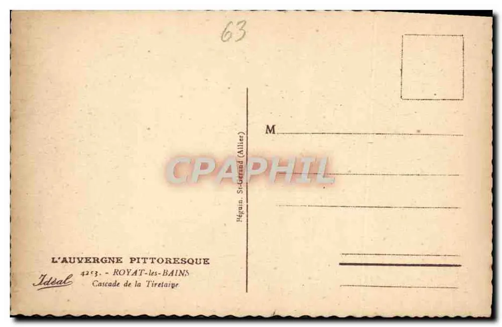 Cascade de la Tiretaique — Royat-les-Bains — Verlag Ideal, Nr. 63 - Rückseite