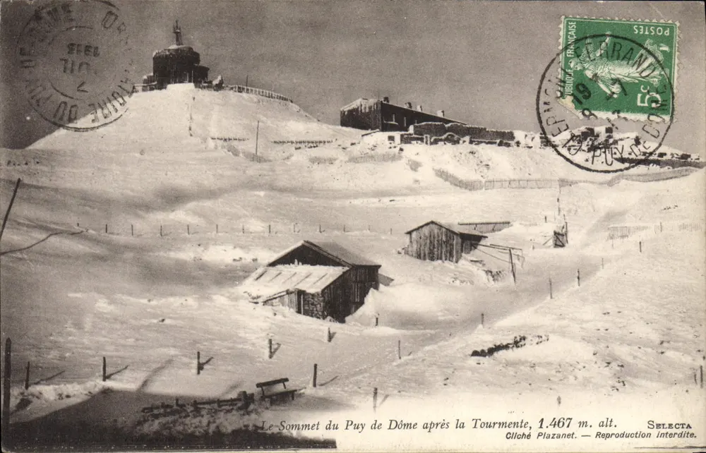 Der Gipfel des Puy de Dôme nach dem Sturm, 1.467 m. Höhe — Selecta — Cliché Plazanet - Vorderseite