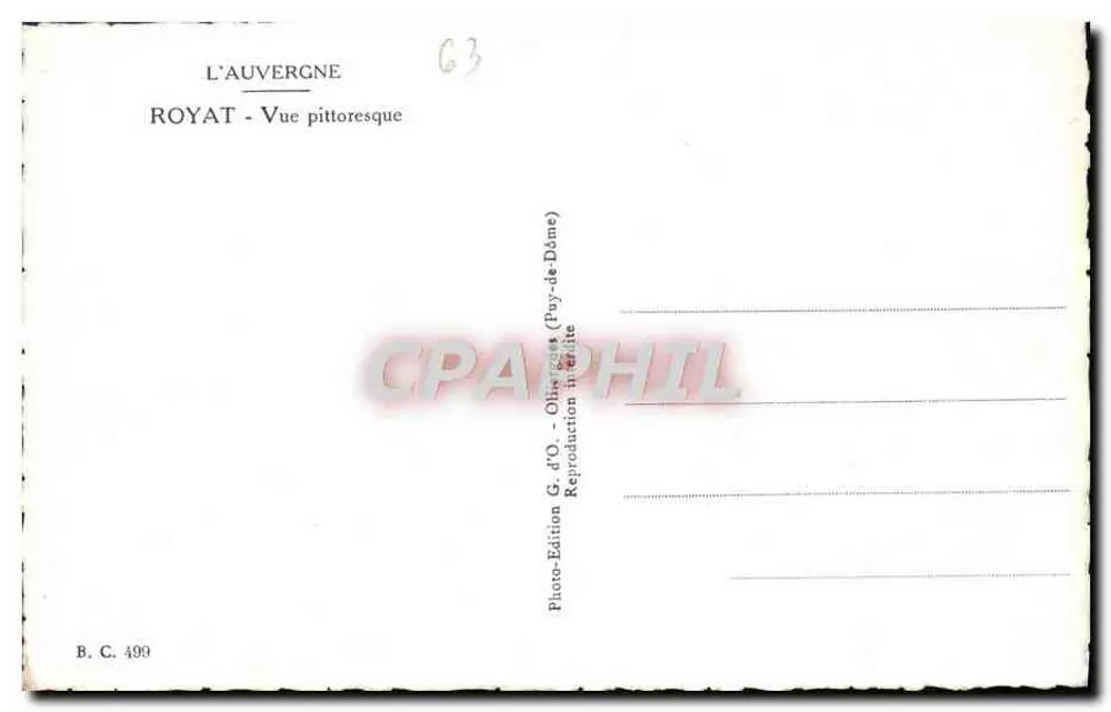 Royat — Pittoreske Ansicht — Photo-Edition G. d'O. (Puy-de-Dôme) - Rückseite
