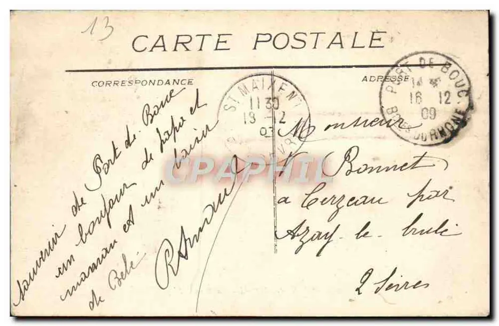 PORT-de BOUC - La Rade — widok portu z jachtem i fortifikacją — wydawca L. n° 229 - Rewers