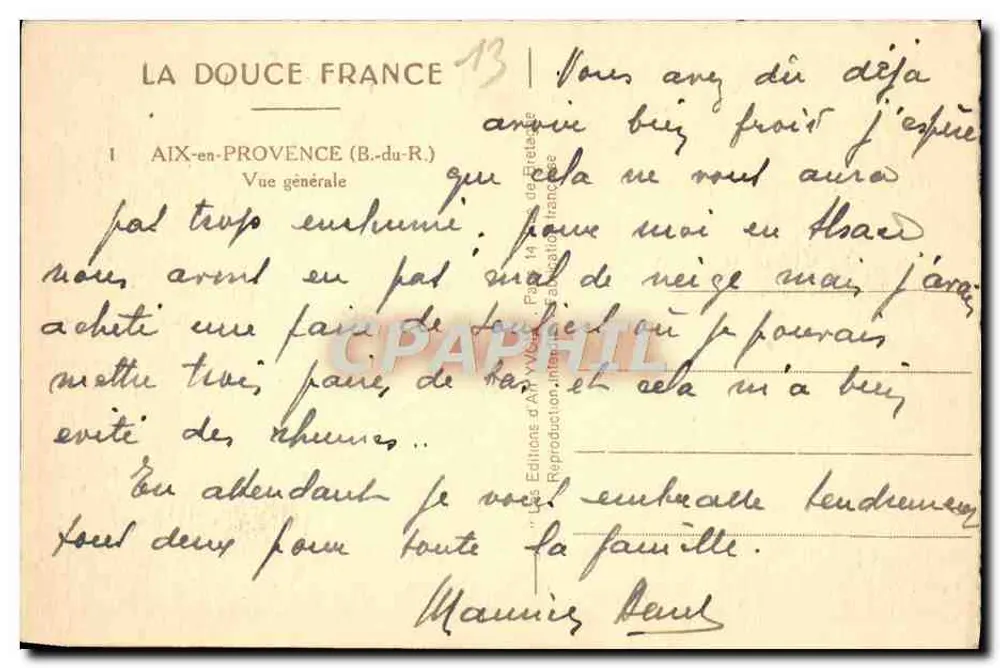 Aix-en-Provence — Vista geral — La Douce France - Verso