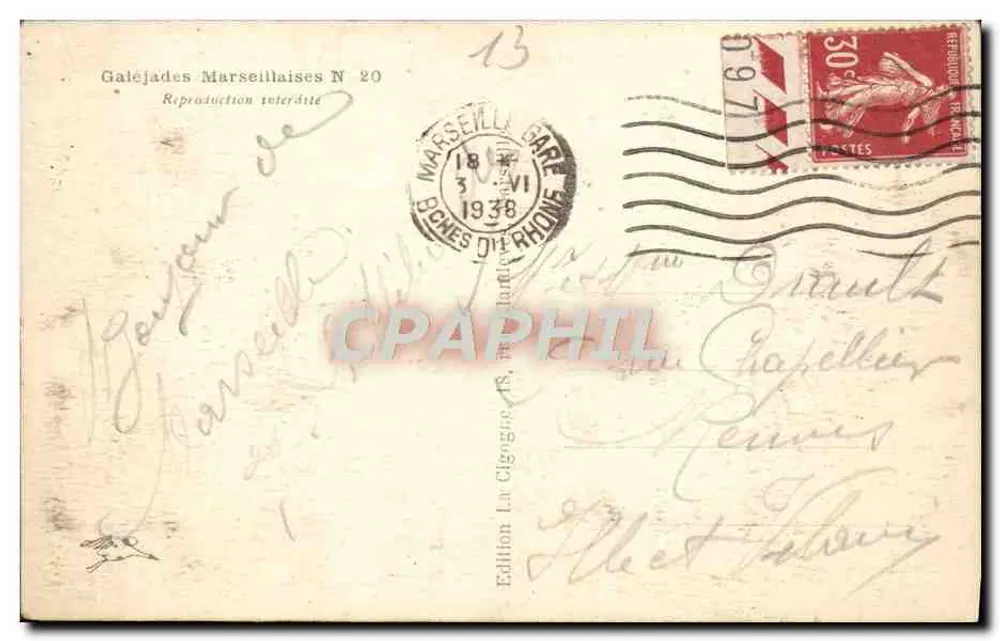Marselha — Dois nadadores no Vieux Port — Galéjades Marseillaises N°20 - Verso