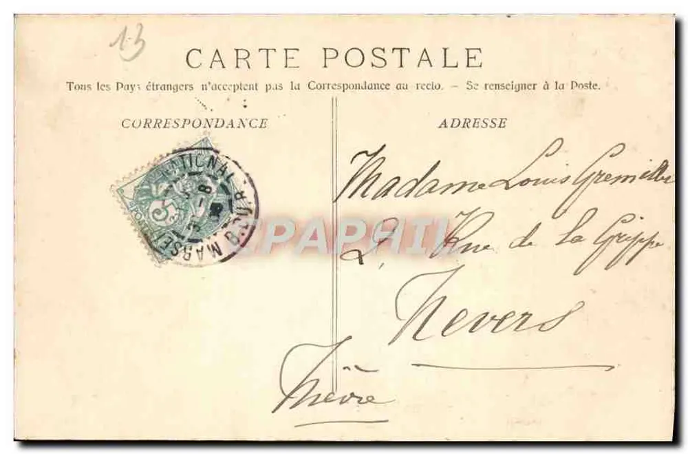 Marseille — Pałac Longchamp — Fototypia E. Lacour — n°7 - Rewers